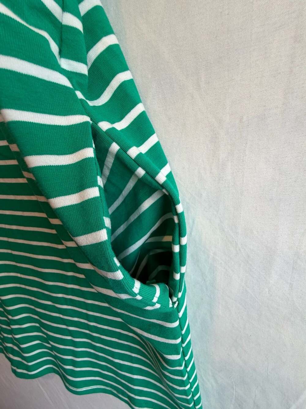 Zenana Green And White Striped Cap Sleeve Tee Top Size L - Picture 3 of 7